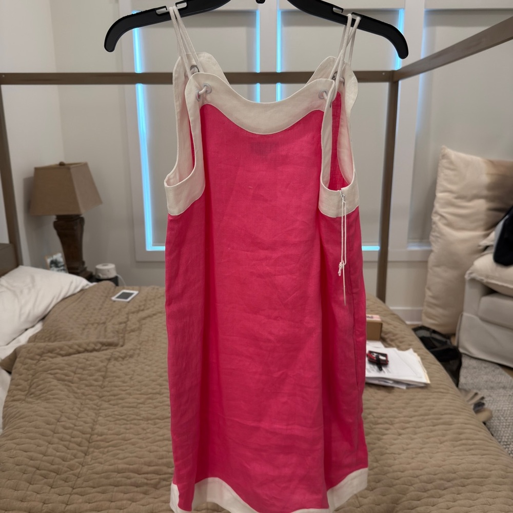 STAUD Pink and Cream dress